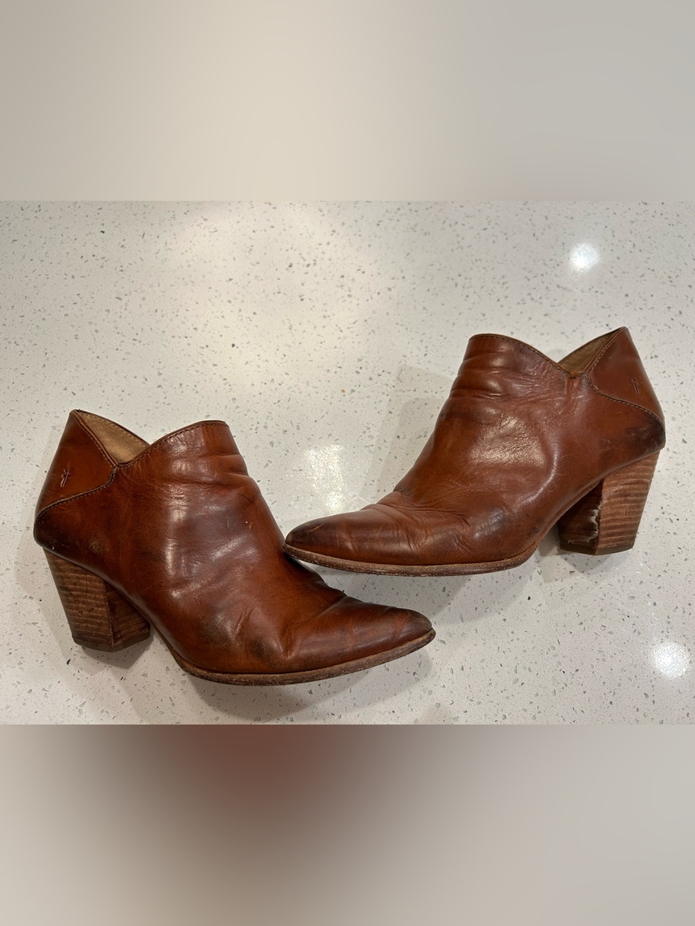 Frye Judith Leather Zip Booties Sz 9 - Picture 4 of 9